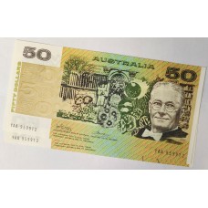 AUSTRALIA 1973 . FIFTY 50 DOLLARS BANKNOTE . PHILLIPS/WHEELER . ERROR . INK TRANSFER . CONSEC PAIR